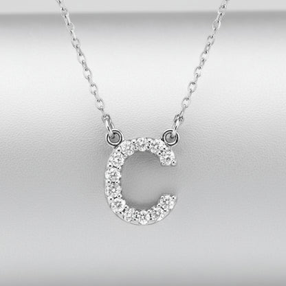 Small Natural Diamond Gold Initial Necklace