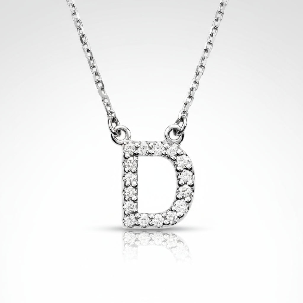 Small Natural Diamond Gold Initial Necklace