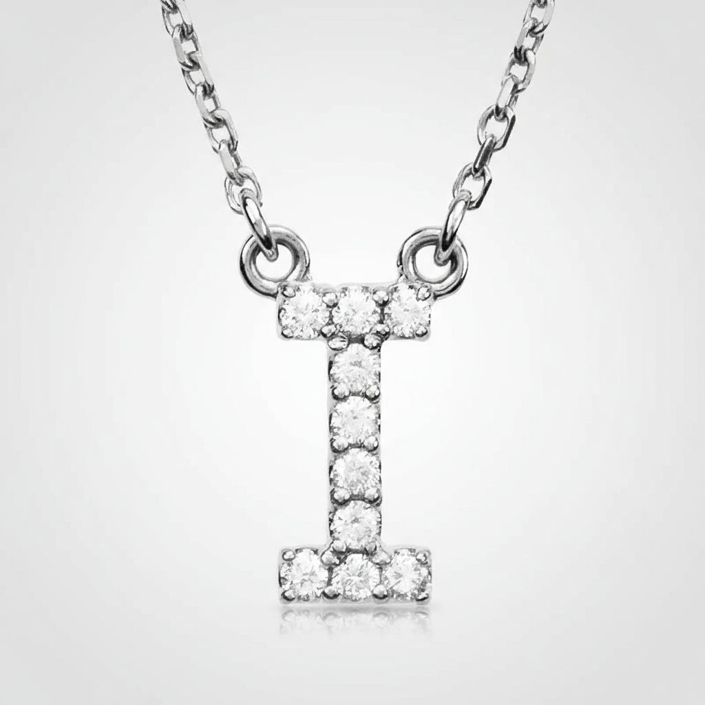 Small Natural Diamond Gold Initial Necklace
