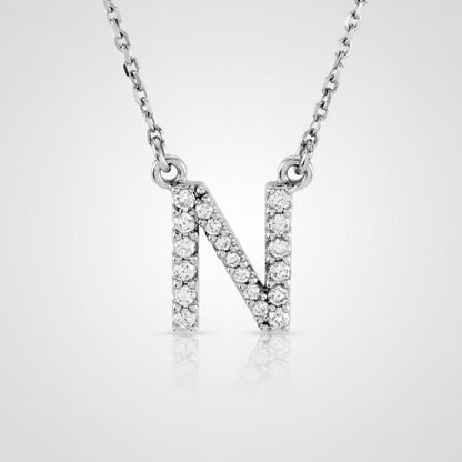 Small Natural Diamond Gold Initial Necklace