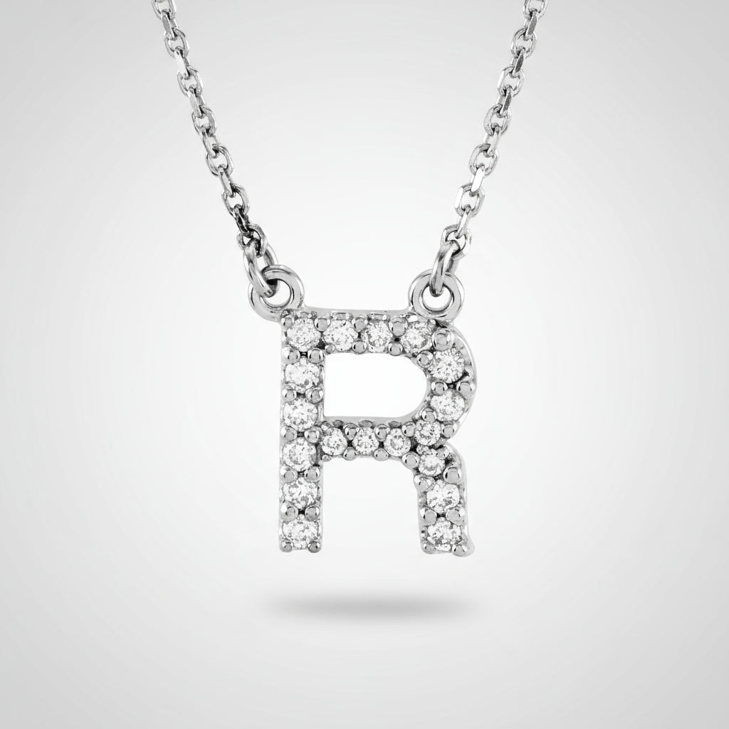 Small Natural Diamond Gold Initial Necklace