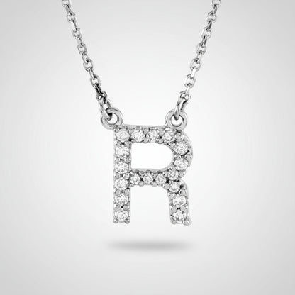 Small Natural Diamond Gold Initial Necklace