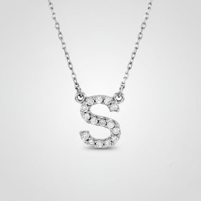 Small Natural Diamond Gold Initial Necklace