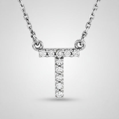 Small Natural Diamond Gold Initial Necklace