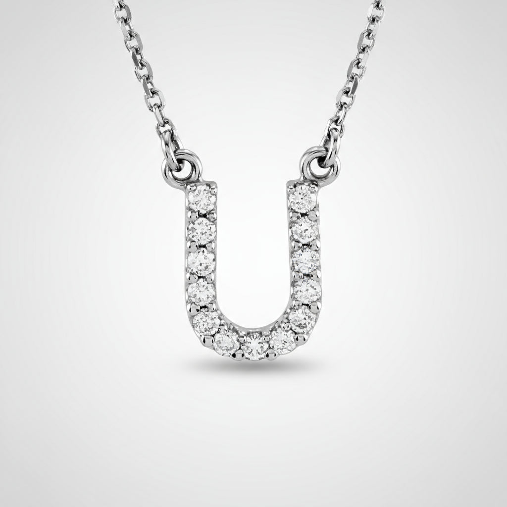Small Natural Diamond Gold Initial Necklace