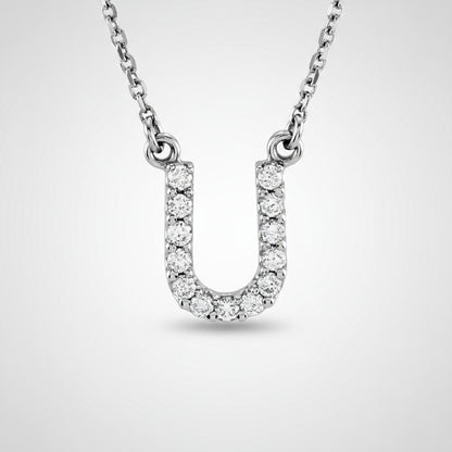 Small Natural Diamond Gold Initial Necklace