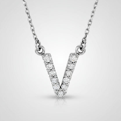 Small Natural Diamond Gold Initial Necklace