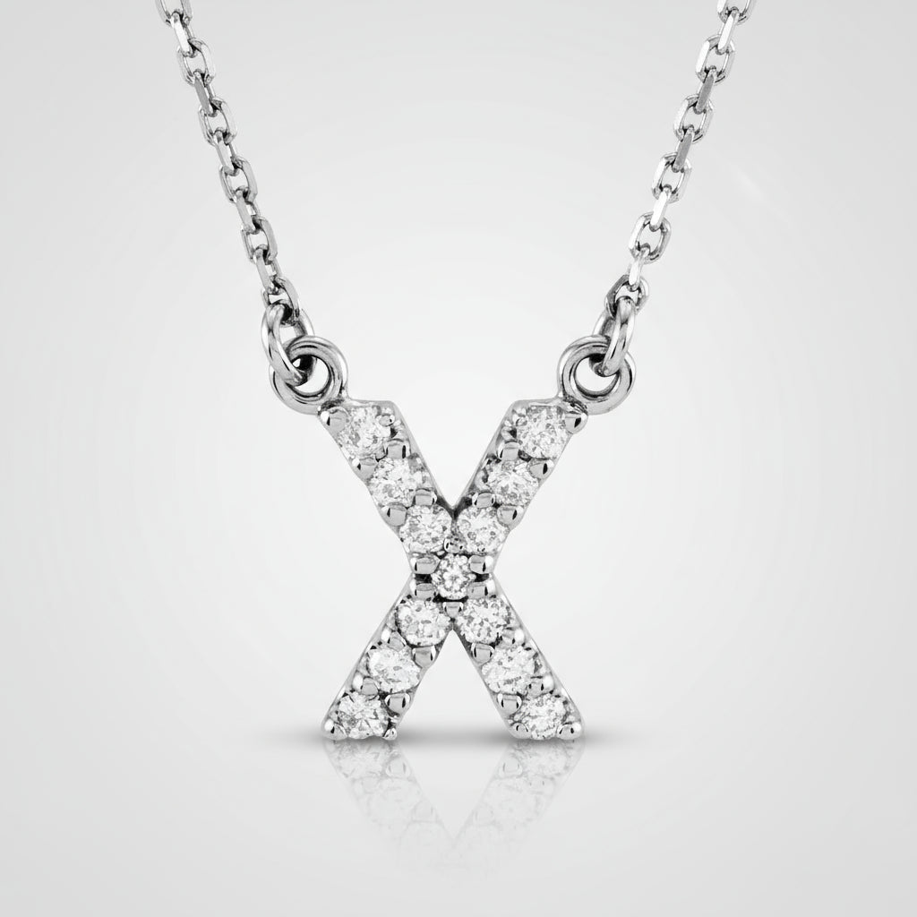 Small Natural Diamond Gold Initial Necklace