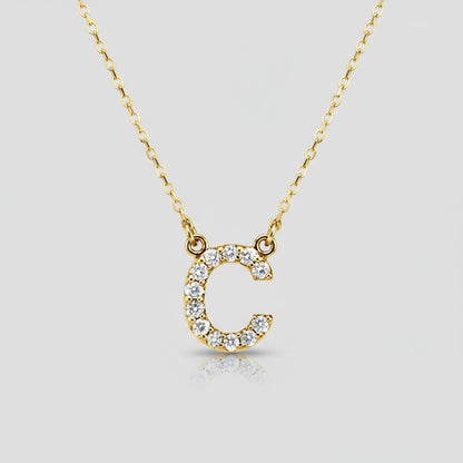 14K Yellow Gold Diamond Initial Pendant Letter "C"