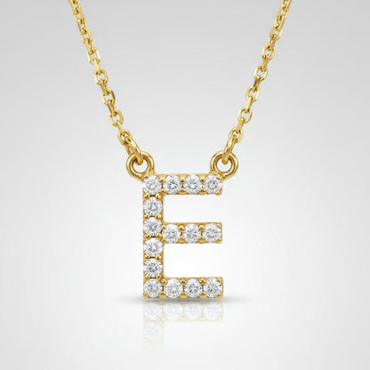 14K Yellow Gold Diamond Initial Pendant Letter "E"