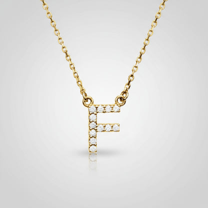 14K Yellow Gold Diamond Initial Pendant Letter "F"