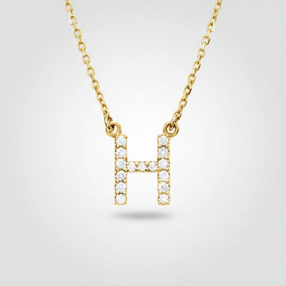 14K Yellow Gold Diamond Initial Pendant Letter "H"