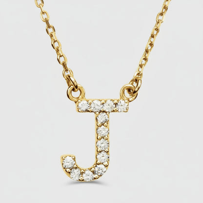 14K Yellow Gold Diamond Initial Pendant Letter "J"