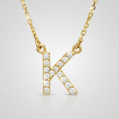 14K Yellow Gold Diamond Initial Pendant Letter "K"