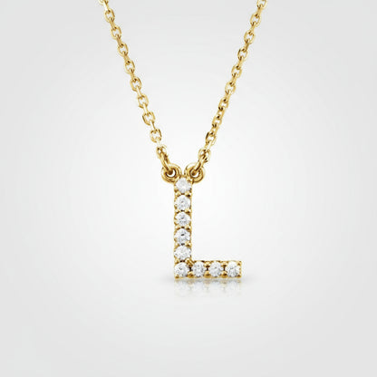 14K Yellow Gold Diamond Initial Pendant Letter "L"