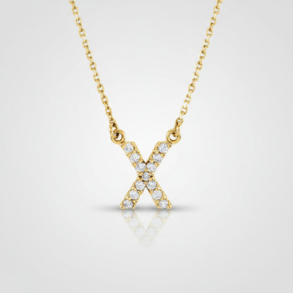 14K Yellow Gold Diamond Initial Pendant Letter "X"