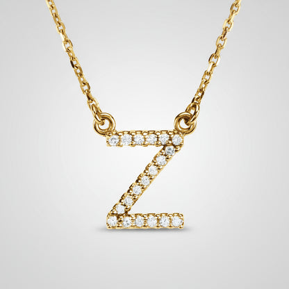 14K Yellow Gold Diamond Initial Pendant Letter "Z"