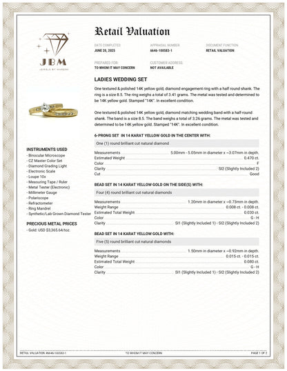 14K Yellow Gold Diamond Wedding Set