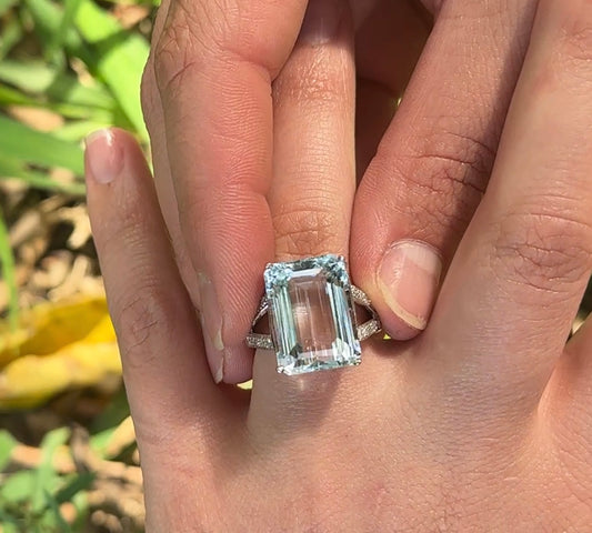 Aquamarine and Diamond Ring