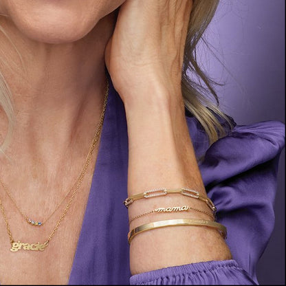 14K Yellow Gold Diamond Paperclip Bracelet