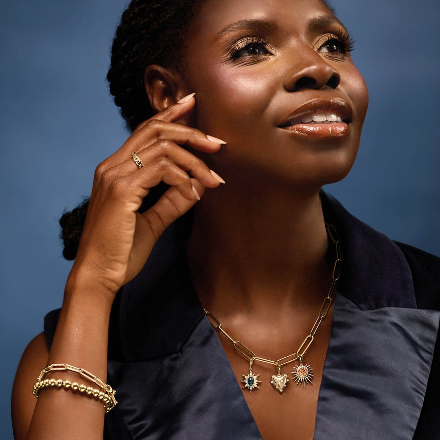 14K Yellow Gold Diamond Paperclip Bracelet