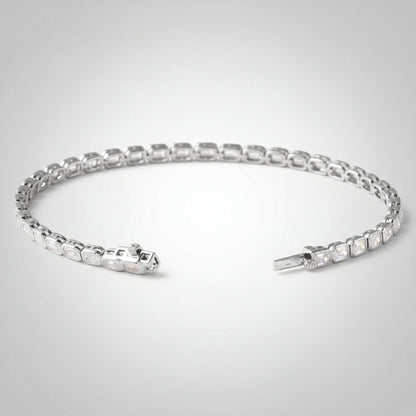 Bezel Set Lab Grown Emerald Cut Diamond Line Bracelet