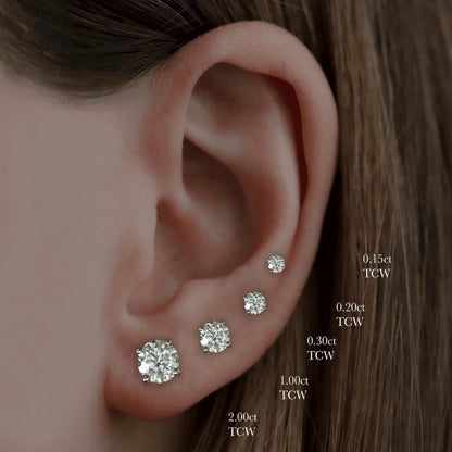 Natural Diamond Studs Three Prong