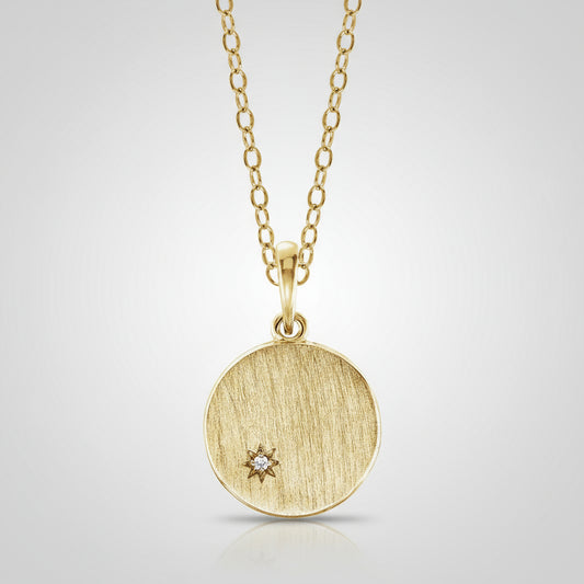 Diamond Disc Initial Engraveable Pendant