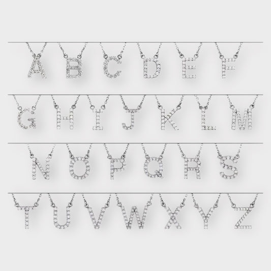 Small Natural Diamond Gold Initial Necklace