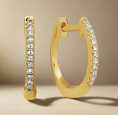 Gold mini diamond hoop earrings