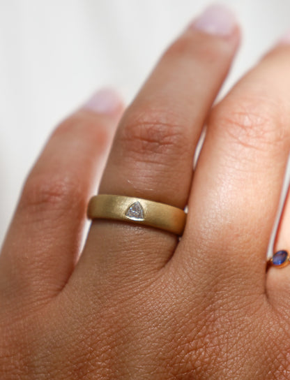Brushed Gold Trillion Shaped Diamond Ring