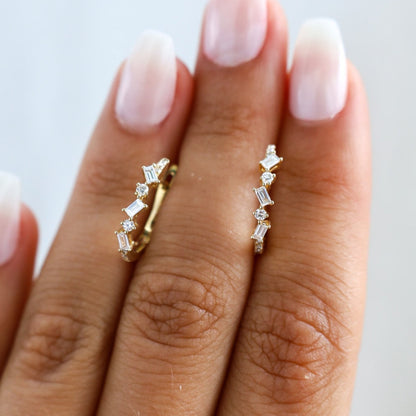 Fancy Shaped Diamond Hoop Earrings