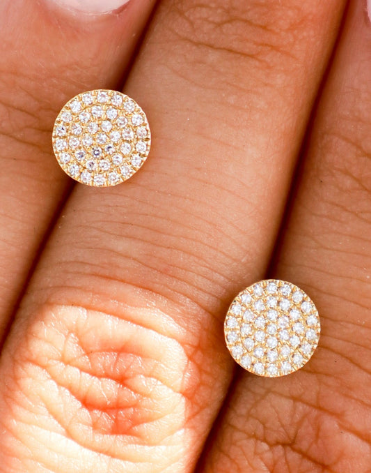Gold Diamond Disc Earrings