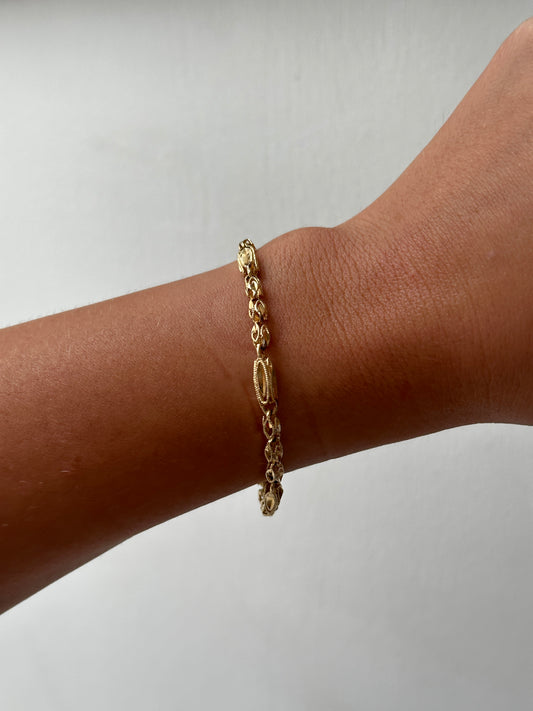 Fancy Link 14K Gold Bracelet