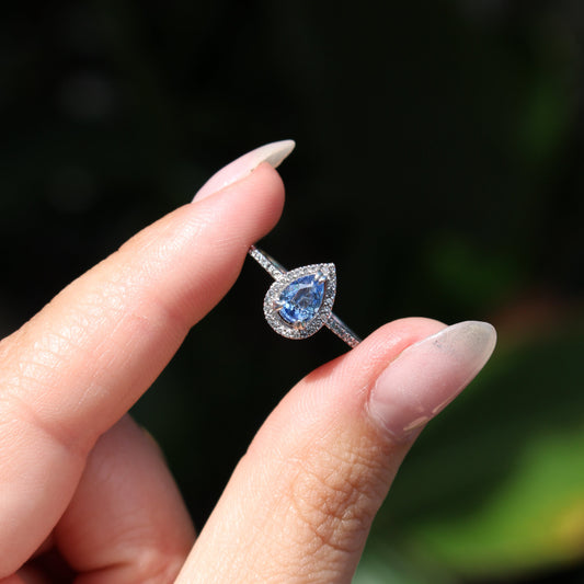 Sapphire and Diamond Ring 14K White Gold