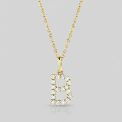Lab Grown Diamond Letter "B" Initial Pendant 14K Yellow Gold