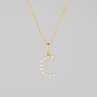 Lab Grown Diamond Letter "C" Initial Pendant 14K Yellow Gold