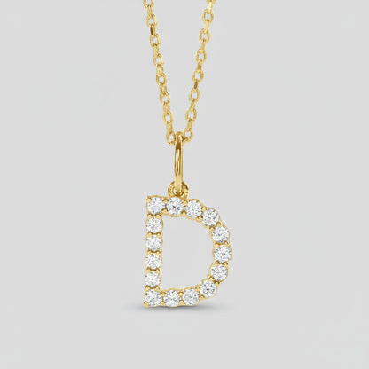 Lab Grown Diamond Letter "D" Initial Pendant 14K Yellow Gold