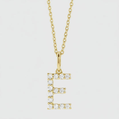 Lab Grown Diamond Letter "E" Initial Pendant 14K Yellow Gold