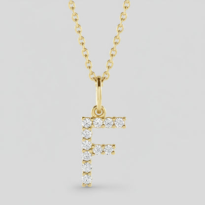 Lab Grown Diamond Letter "F" Initial Pendant 14K Yellow Gold