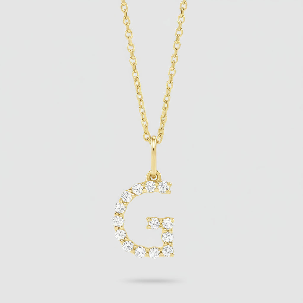 Lab Grown Diamond Letter "G" Initial Pendant 14K Yellow Gold