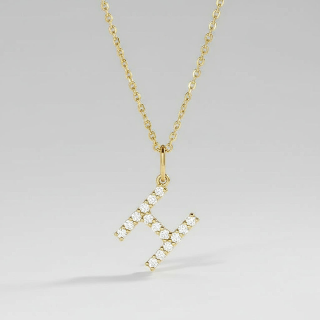Lab Grown Diamond Letter "H" Initial Pendant 14K Yellow Gold