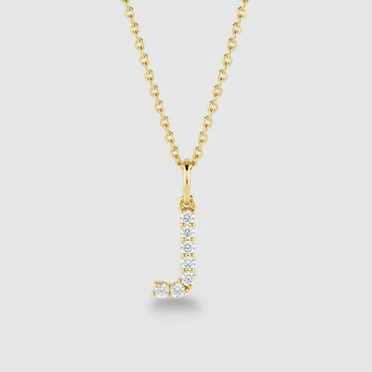 Lab Grown Diamond Letter "J" Initial Pendant 14K Yellow Gold