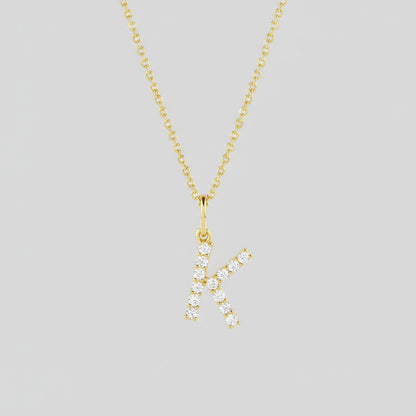 Lab Grown Diamond Letter "K" Initial Pendant 14K Yellow Gold