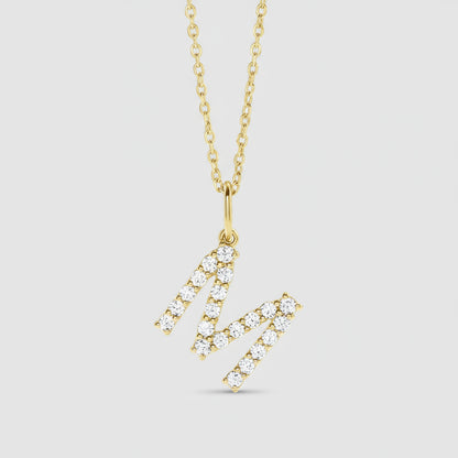 Lab Grown Diamond Letter "M" Initial Pendant 14K Yellow Gold