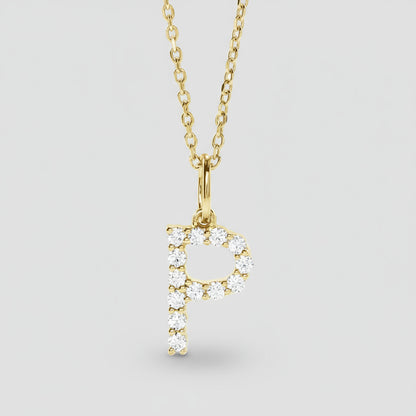 Lab Grown Diamond Letter "P" Initial Pendant 14K Yellow Gold