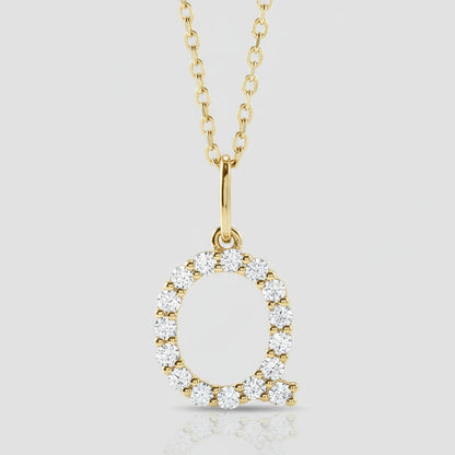Lab Grown Diamond Letter "Q" Initial Pendant 14K Yellow Gold