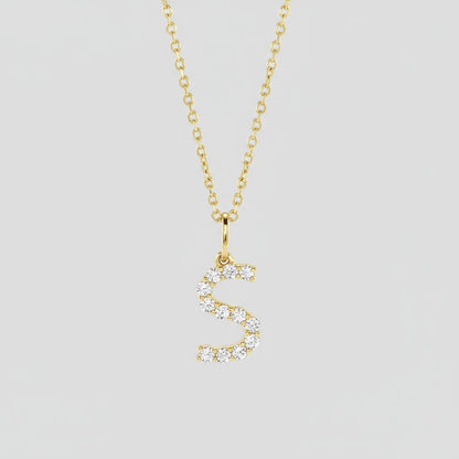 Lab Grown Diamond Letter "S" Initial Pendant 14K Yellow Gold