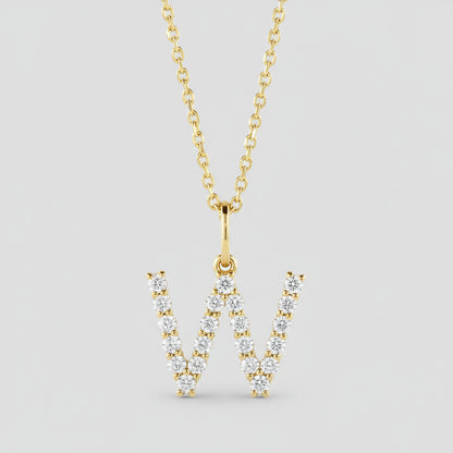 Lab Grown Diamond Letter "W" Initial Pendant 14K Yellow Gold