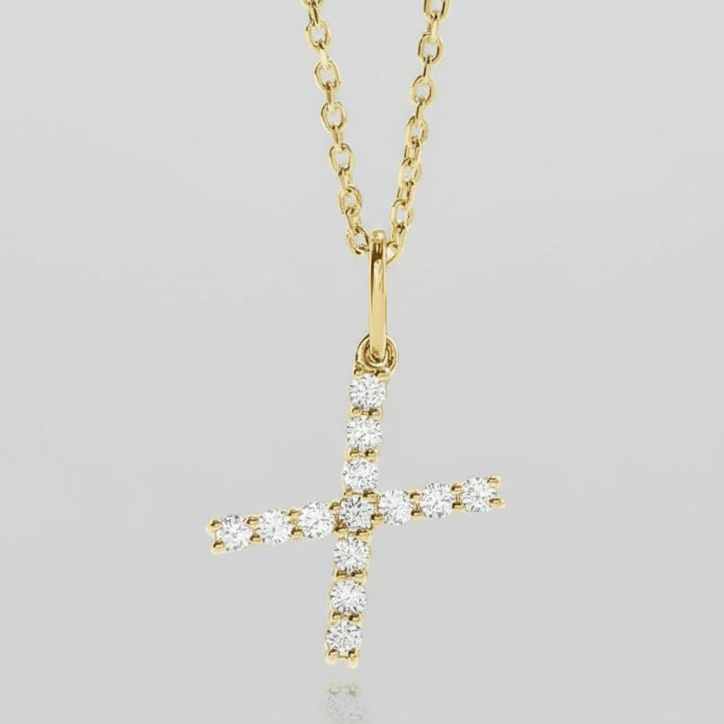 Lab Grown Diamond Letter "X" Initial Pendant 14K Yellow Gold